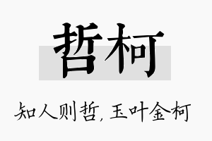 哲柯名字的寓意及含义