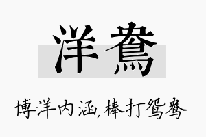 洋鸯名字的寓意及含义