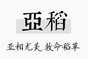 亚稻名字的寓意及含义