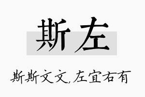 斯左名字的寓意及含义