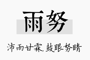 雨努名字的寓意及含义