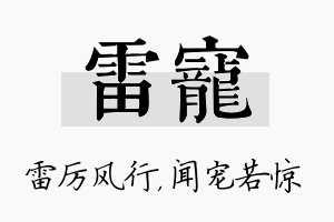 雷宠名字的寓意及含义