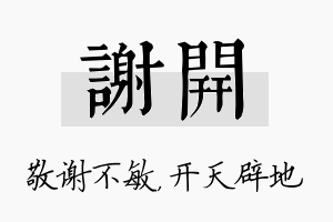 谢开名字的寓意及含义