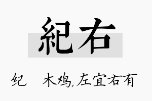 纪右名字的寓意及含义