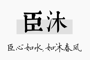 臣沐名字的寓意及含义