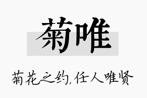 菊唯名字的寓意及含义