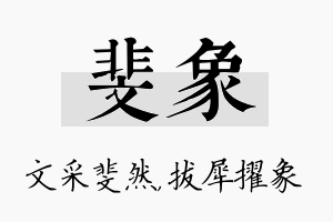 斐象名字的寓意及含义