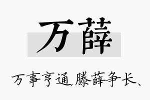 万薛名字的寓意及含义