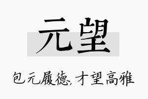 元望名字的寓意及含义