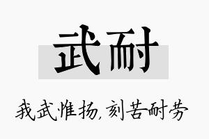 武耐名字的寓意及含义