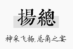 扬总名字的寓意及含义