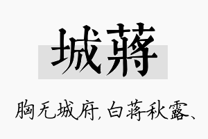 城蒋名字的寓意及含义