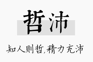 哲沛名字的寓意及含义