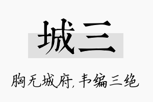 城三名字的寓意及含义