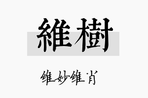 维樹名字的寓意及含义