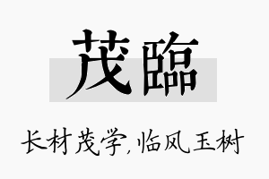 茂临名字的寓意及含义