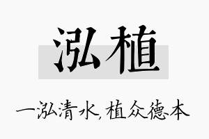 泓植名字的寓意及含义