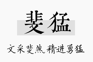 斐猛名字的寓意及含义