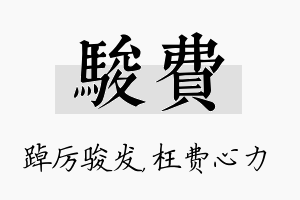 骏费名字的寓意及含义