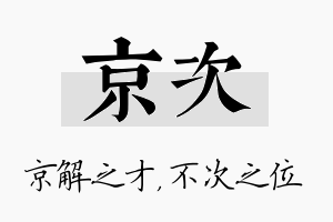 京次名字的寓意及含义