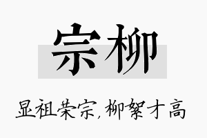 宗柳名字的寓意及含义