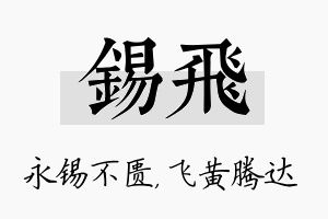 锡飞名字的寓意及含义