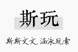 斯玩名字的寓意及含义