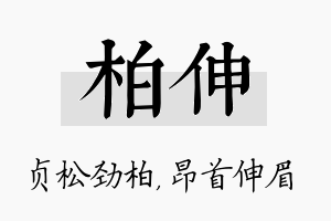 柏伸名字的寓意及含义