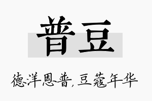 普豆名字的寓意及含义