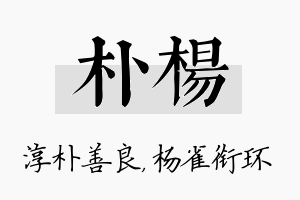 朴杨名字的寓意及含义