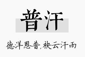 普汗名字的寓意及含义