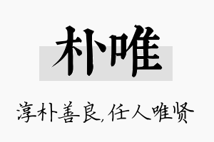 朴唯名字的寓意及含义