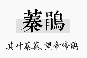 蓁鹃名字的寓意及含义