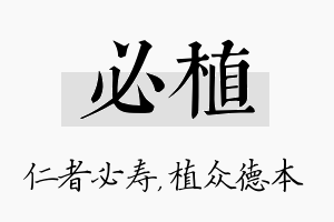 必植名字的寓意及含义