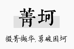 菁坷名字的寓意及含义