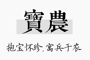 宝农名字的寓意及含义