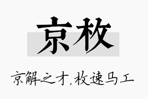 京枚名字的寓意及含义