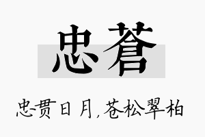 忠苍名字的寓意及含义