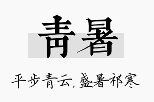 青暑名字的寓意及含义