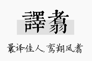 译翥名字的寓意及含义