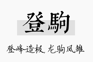 登驹名字的寓意及含义