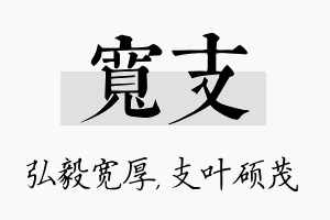 宽支名字的寓意及含义