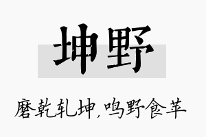 坤野名字的寓意及含义