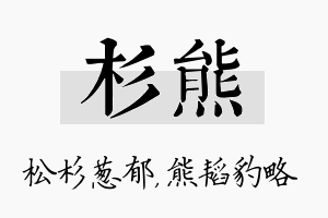 杉熊名字的寓意及含义