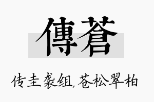 传苍名字的寓意及含义