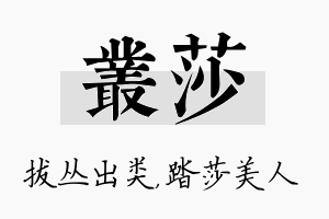 丛莎名字的寓意及含义