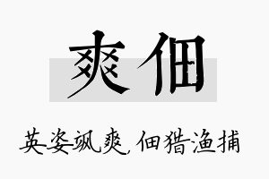 爽佃名字的寓意及含义