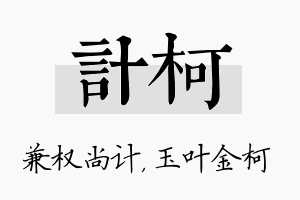 计柯名字的寓意及含义