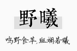 野曦名字的寓意及含义