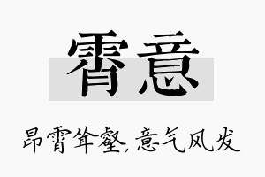 霄意名字的寓意及含义